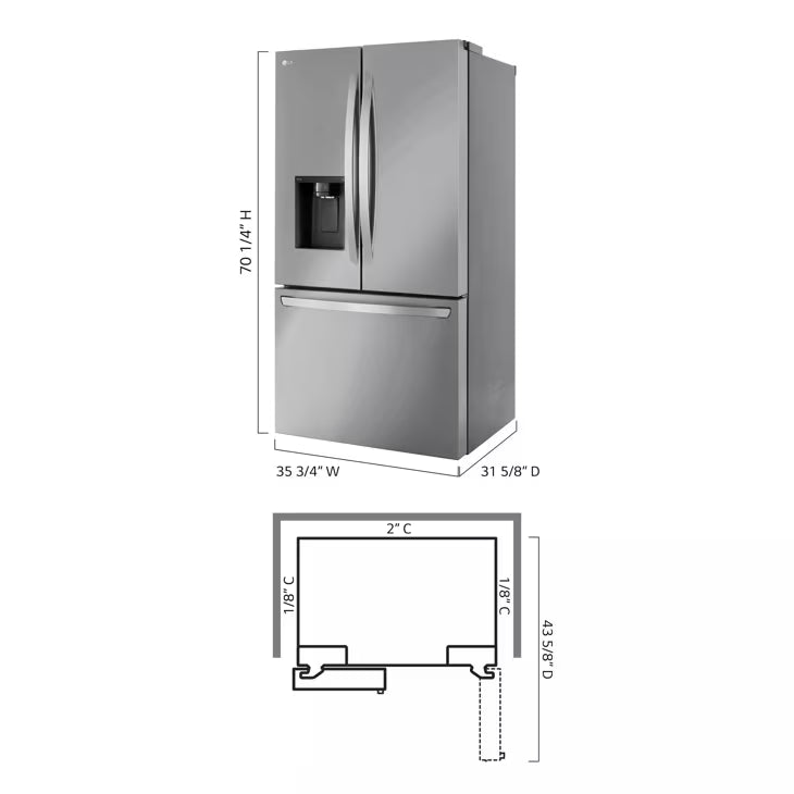 LCFC26XSS LG 26 cu. ft. Smart Counter-Depth MAX French Door Refrigerator
