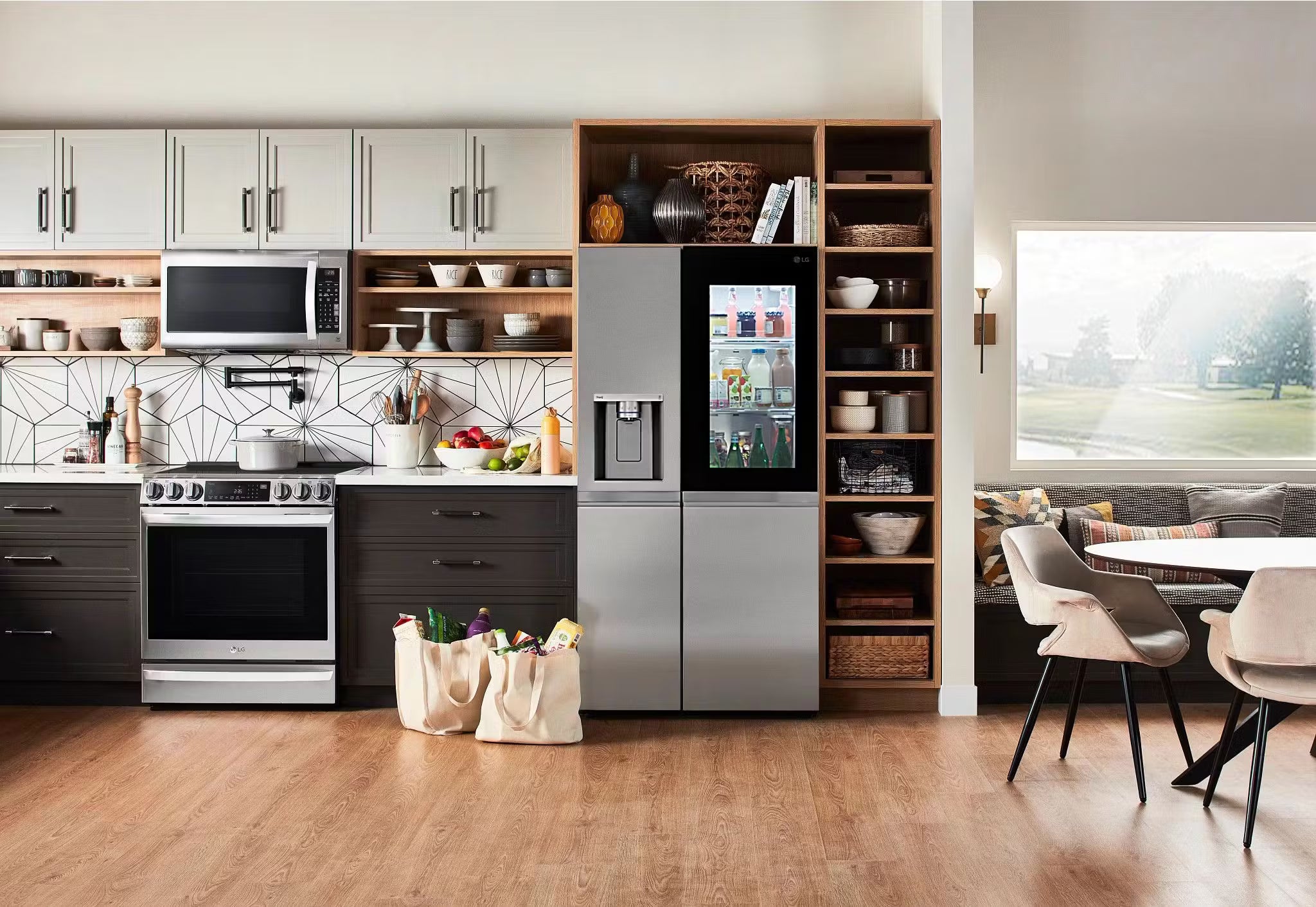 LG LRSVS2706S 36 Inch Freestanding Side by Side Smart Refrigerator 27.1 Cuft. InstaView®, Dual Ice Make, Dispenser, Stainless Steel
